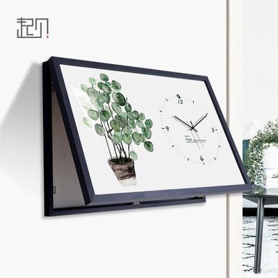 起贝北欧绿植电表箱装饰画带钟表总开关电源箱遮挡装饰盒植物挂画