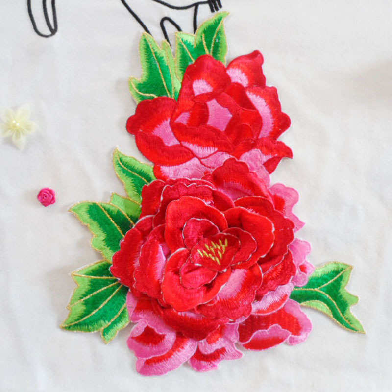DIY舞蹈服补丁布贴 连衣裙刺绣花贴3D立体贴花 背胶烫熨大花朵
