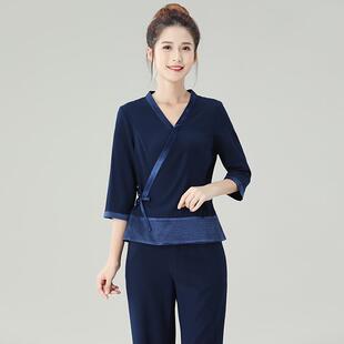 正品美容师工作服女夏季美容式沐足院中养生sap会工服高端套装气