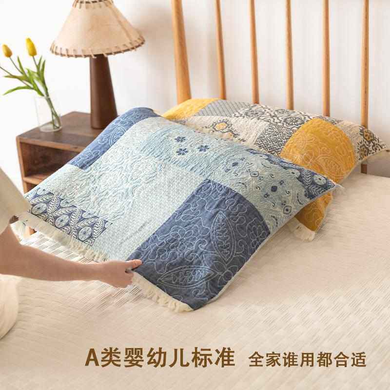 流苏枕巾纯棉枕头巾防头油2024新款一对装全棉高档轻奢复古可固定