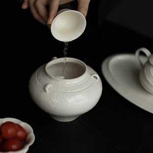 弥言草木灰茶洗复古手工家用茶渣桶水盂陶瓷建水敞口茶杯洗茶渣缸