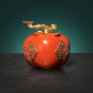 事事如意铜柿子摆件 家居装饰品铜工艺品 书房客厅仿真柿子铜摆件