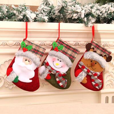Vintage plush Christmas stockings Christmas gift bags圣诞袜