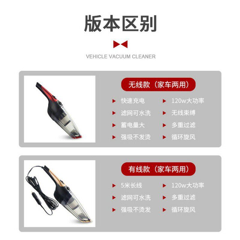 汽车吸尘器超强吸力无线吸尘器便携式手持干湿车家两用车载吸尘器