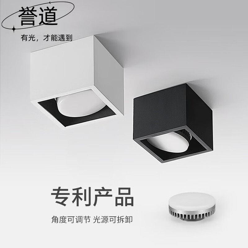 誉道筒灯led方形三色客厅明装天花灯吸顶调光变色斗胆灯阳台灯格