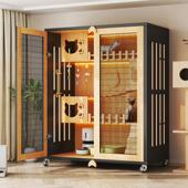 铁网猫别墅超大自由空间猫笼子四季 通用通风透气猫窝猫厕一体猫柜