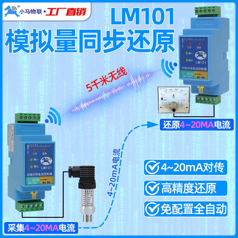 模拟量无线传输模块远程对传信号接收发4-20mA电流同步采集控制器