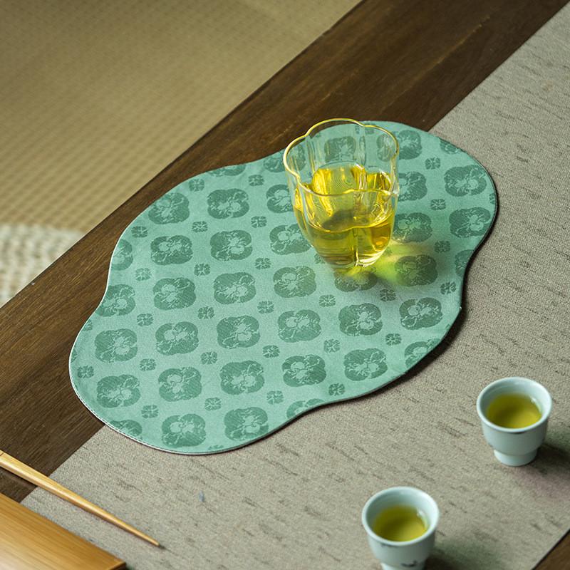 海棠织锦双面防水干泡小茶席中式简约布艺高档桌旗茶壶隔热茶垫子