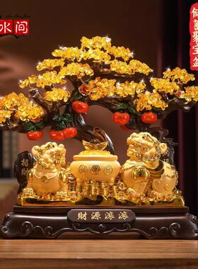招财貔貅聚宝盆发财树摆件办公室收银台装饰品乔迁开业礼品