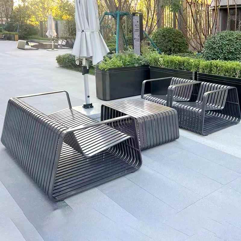 铝合金沙发茶几组合防水防晒庭院室外花园酒店泳池户外不锈钢家具