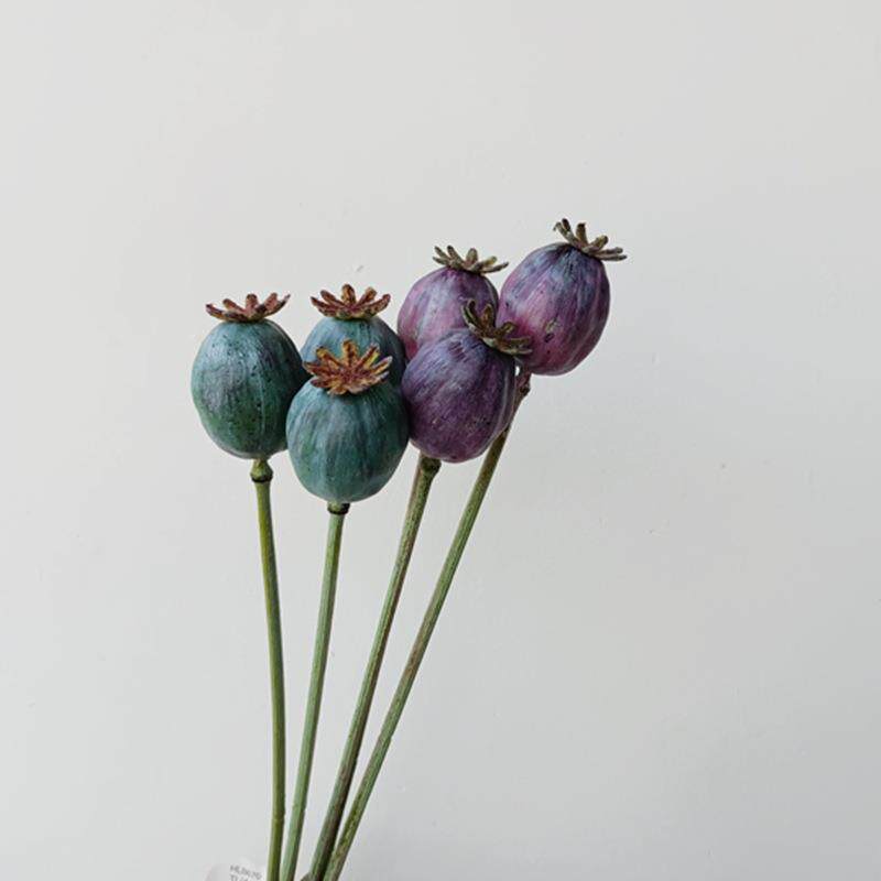 植物浆果水兰色仿真把束小罂粟果泡沫果家居样板房一扎绢花仿真园