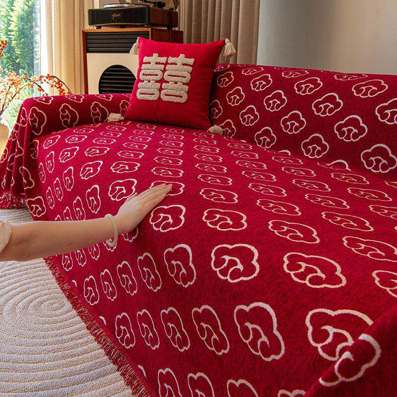 2025新款结婚专用沙发巾红色喜庆全盖毯子婚庆装饰氛围感沙发盖布