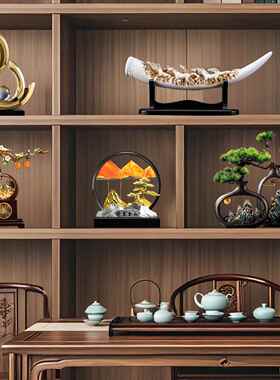 正品新中式玄关招财摆件客厅酒柜饰视柜电子装工品办公室桌面高档