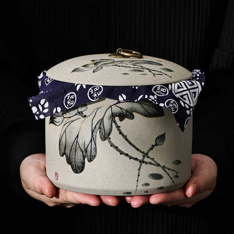 粗陶茶叶罐小号茶饼密封罐白茶普洱茶收纳盒中式复古防潮陶瓷茶罐,餐饮具,茶叶罐,淘宝优惠券,粉丝福利购,淘宝优惠卷