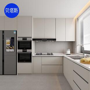 厨房橱柜整体全屋定制现代简约家用厨柜一体石英石台面肤感柜门