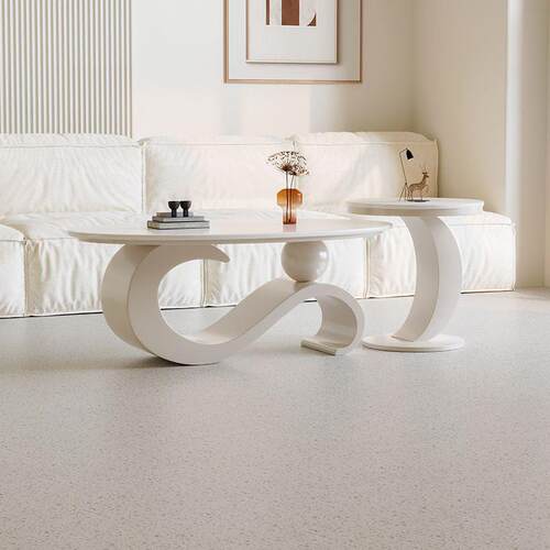 新款岩板椭圆形茶几轻奢现代客厅家用简约极简卧室子母茶几家居