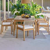 北欧户外柚木桌椅别墅庭院防腐实木餐桌花园露台藤椅室外休闲家具