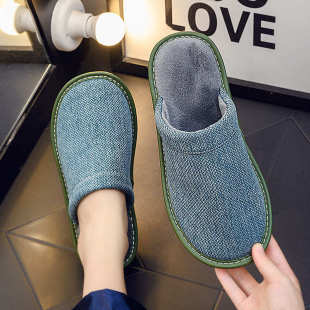 用防滑棉麻 家居男家木地板拖鞋 女居家日式 冬天布室内棉保暖秋冬季