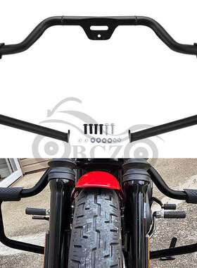 适用哈雷软尾 突破者 肥仔改装发动机前保险杠 亮黑保险架 18-22