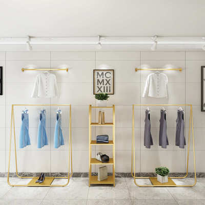 服装店展示架落地式组合金色衣架男女货架陈列架童装衣服挂衣架子