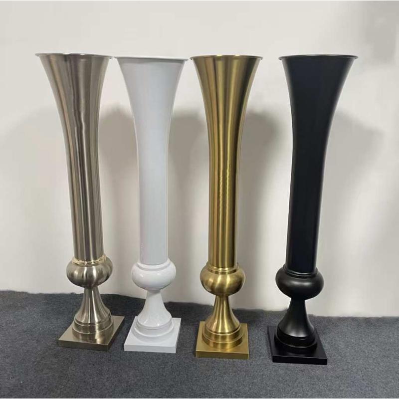 婚庆道具欧式铁艺金色落地喇叭路引花器客厅餐桌装饰花瓶摆件