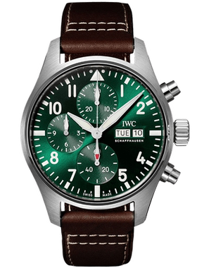 未使用[9.9新]万国飞行员系列精钢自动机械手表男表IW388103绿面