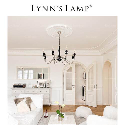 Lynn's立意 美式复古客厅吊灯 卧室实木法式别墅蜡烛书房中古大灯