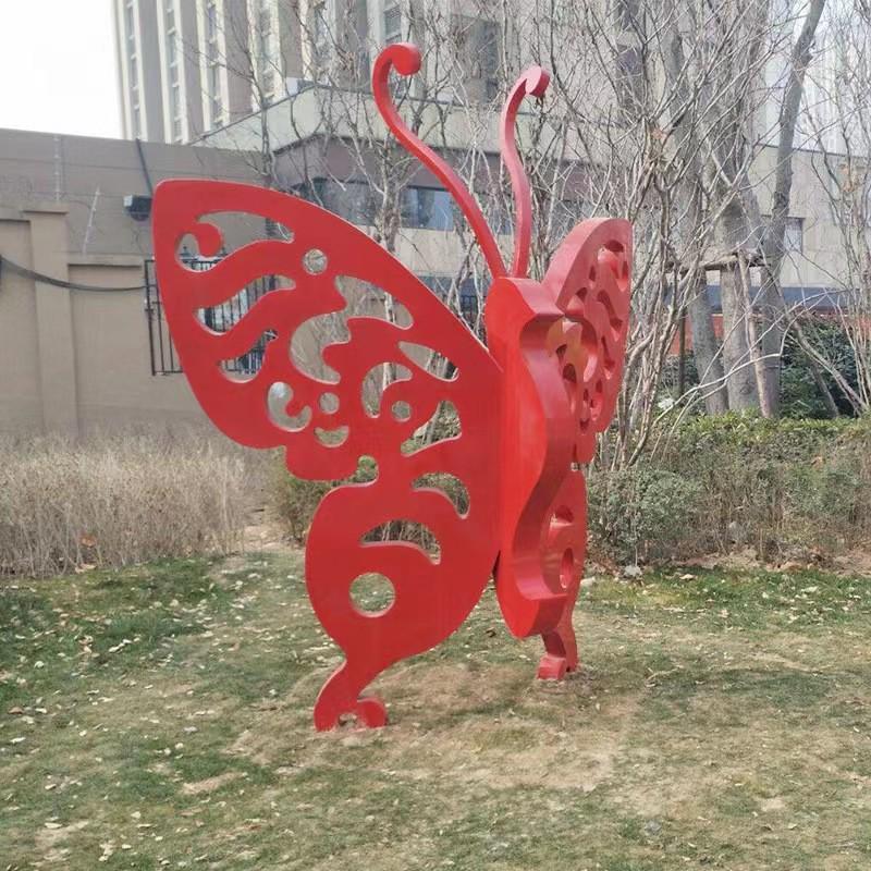 不锈钢蝴蝶摆件公园林草坪田园铁艺雕塑小区庭院城市广场景观装饰