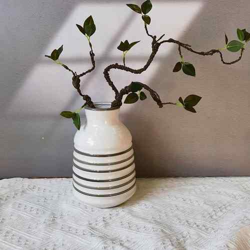 新中式手工线条陶瓷花瓶民宿客厅家居玄关插花摆件