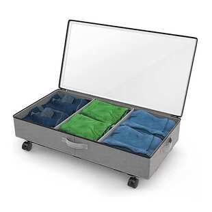 床底轮物收纳带带艺整理防尘收纳收纳储箱整理可视盖折叠布箱