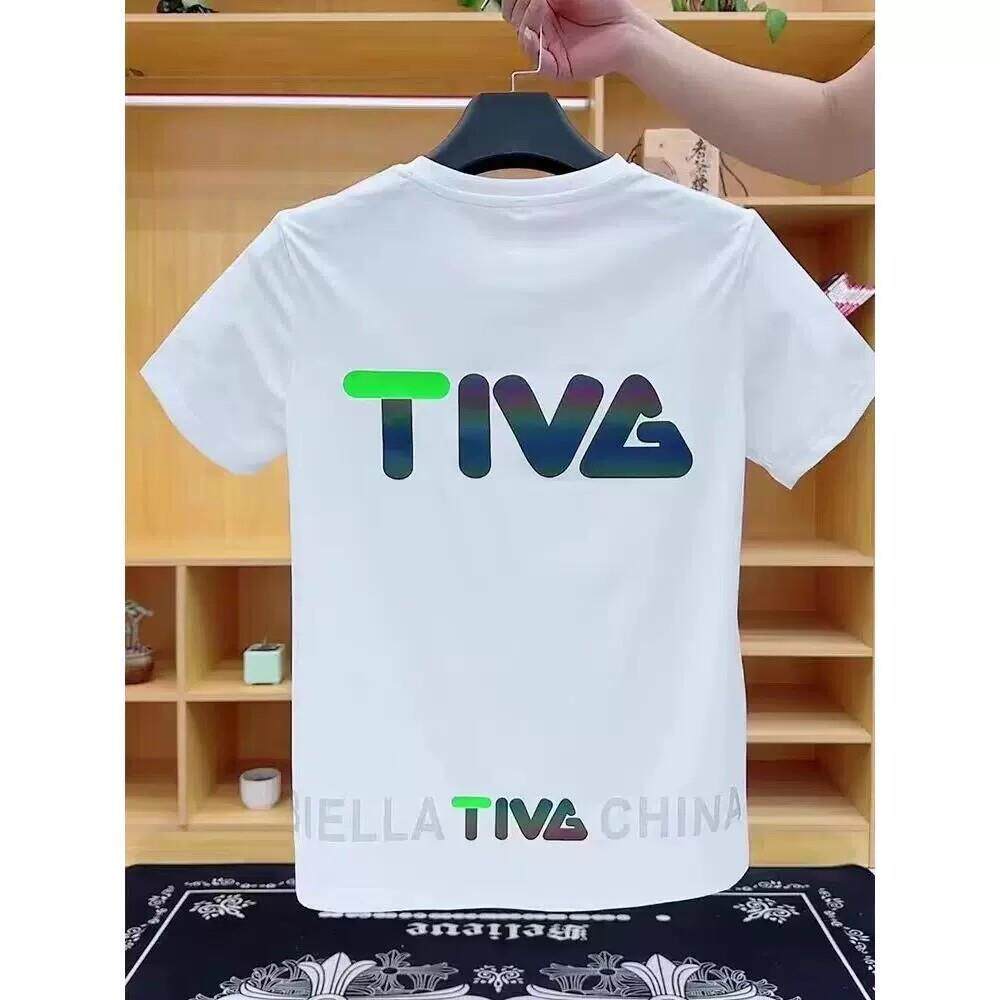 欧洲站！定制外贸男装~男装潮牌时尚短袖字母印花半袖炫彩反光