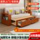 全实木沙发床小户型中式 双人可折叠储物推拉坐卧客厅两用多功能床