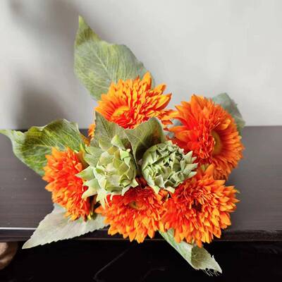 花7头手札泰迪重瓣向日I葵nsLM01货太阳花客厅插摆件绢花电商源