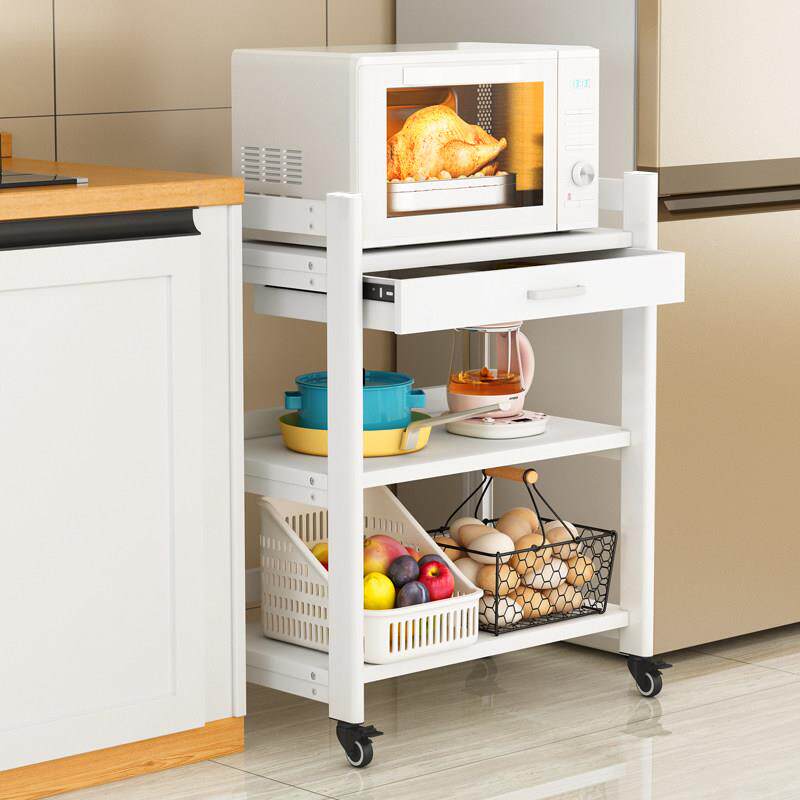 三层厨房置物架落地多层抽屉式多功能收纳微波炉烤箱家用置物架子