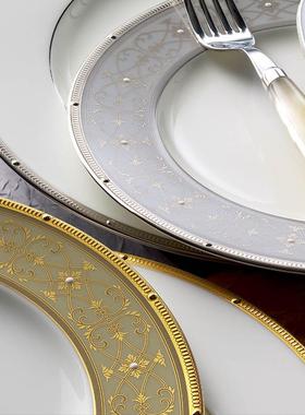 No盘r用itae则武LHZ进口欧式宫廷风配套西餐厅高档骨瓷餐具家菜k