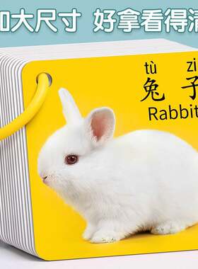 动物卡片早教认知启蒙书儿童识字宝宝03岁看图识物认字玩具
