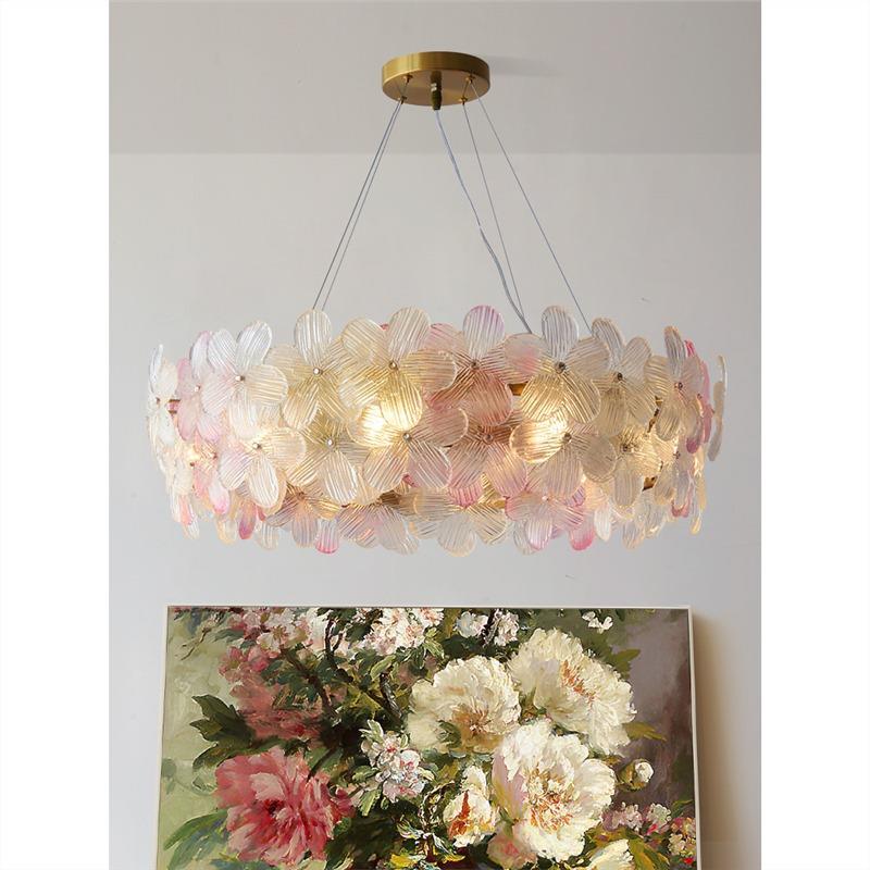 客848现吊灯法式轻奢山水晶灯2024年新款花瓣卧室餐厅厅简约代中
