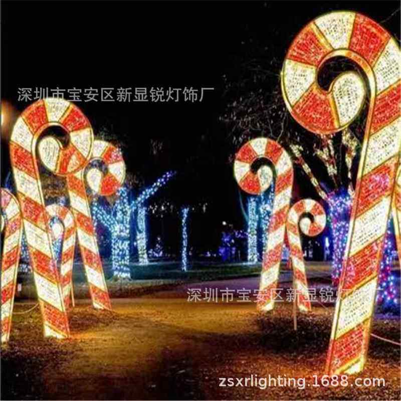 国外圣诞节日活动拐杖造型灯糖果棒棒糖户外装饰灯具LED圣诞灯