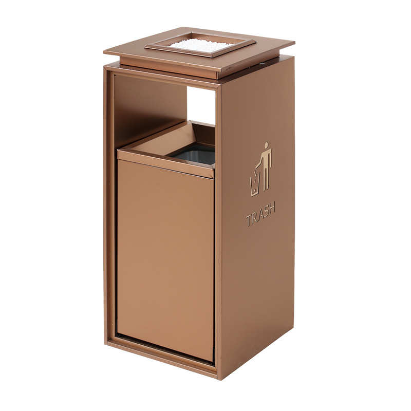 酒店写字楼电梯口商用大垃圾桶带盖大容量创意不锈钢垃圾桶高颜值