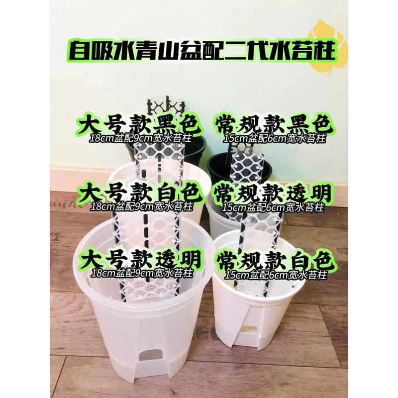 自吸水青山盆搭配水苔柱底座 植物攀爬控根花盆方便 整体发货包