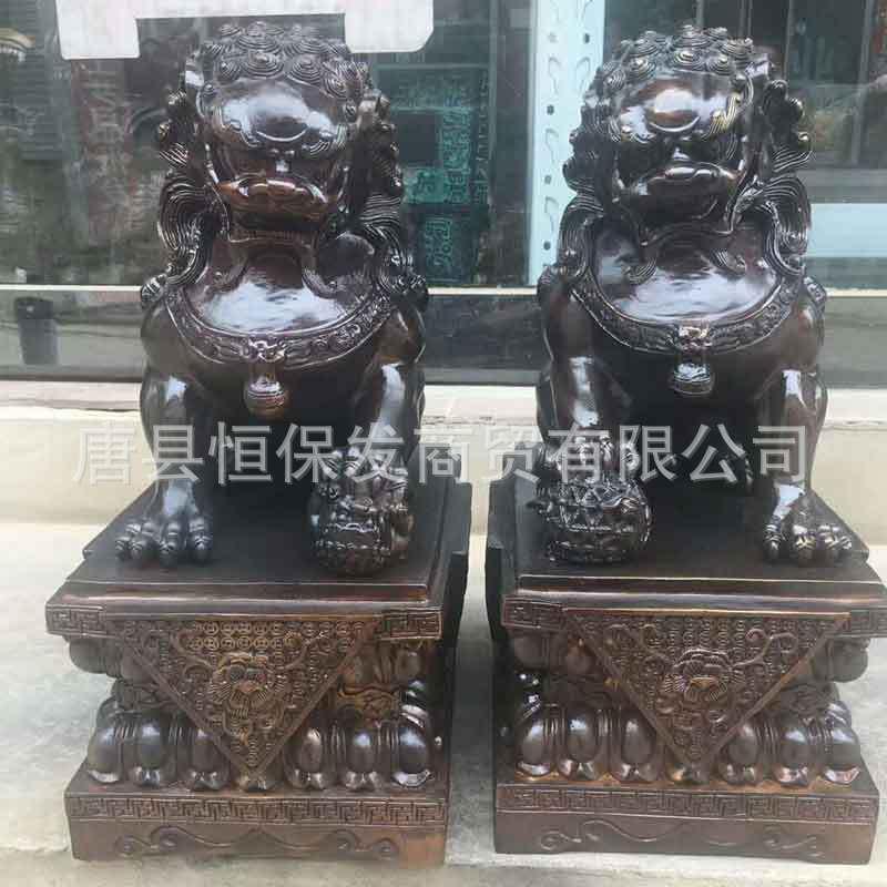 门口铸铜动物雕塑铜雕狮子摆件仿古故宫宫门狮河北铜雕塑厂家