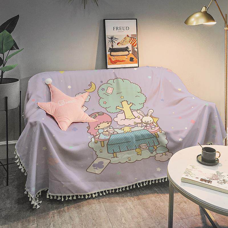 高档双人大沙发隔巾脏防尘发卡通Ins垫风 可沙爱沙发罩扶手坐垫全