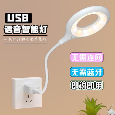 2024新款声控感应智能语音小夜灯抖音同款说话开关灯usb照明灯