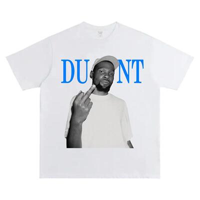 趣味美式街头印花杜兰特中指短袖t恤潮宽松夏季高街男女帅气上衣