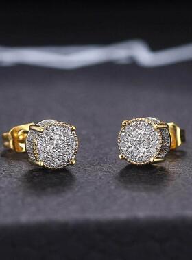 Full diamond hip-hop men's earrings zircon micro inlay