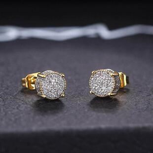 Full 39;s micro inlay men& zircon hop hip diamond earrings