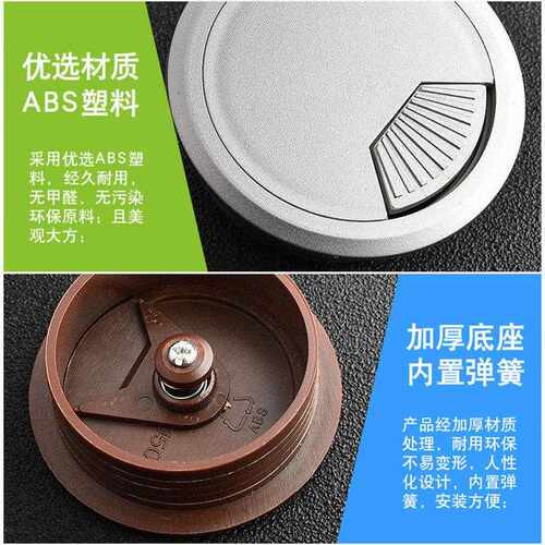 新款直销ABS塑料圆形穿线盒多规格家具橱柜走电脑桌盖板公桌过线