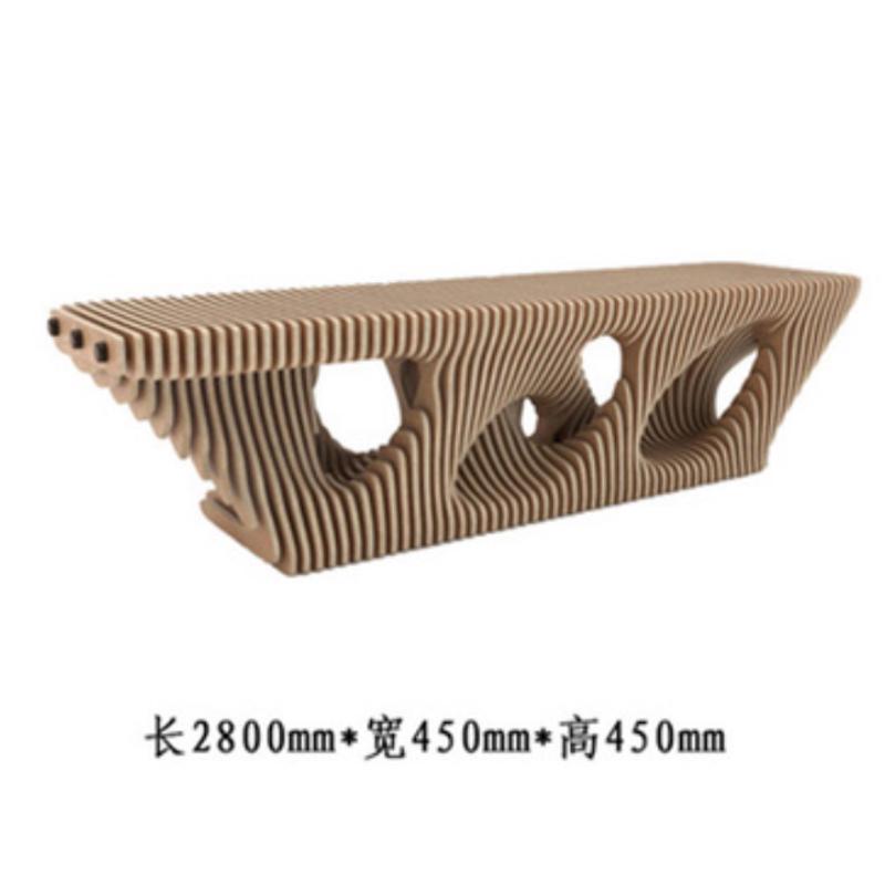 定制户外商场树池防腐木异型休闲椅长椅实木切片坐凳美陈户外座椅