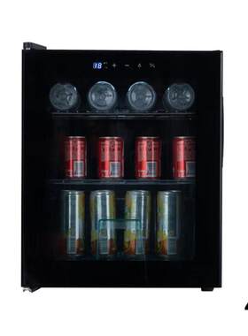 冷藏展示冰箱小型透明玻璃门风冷二人世界侧开式单门黑色冰吧70L