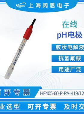 在线PH电极抗氢氟酸HF405-60-P在线PH计电极探头传感器玻璃电极